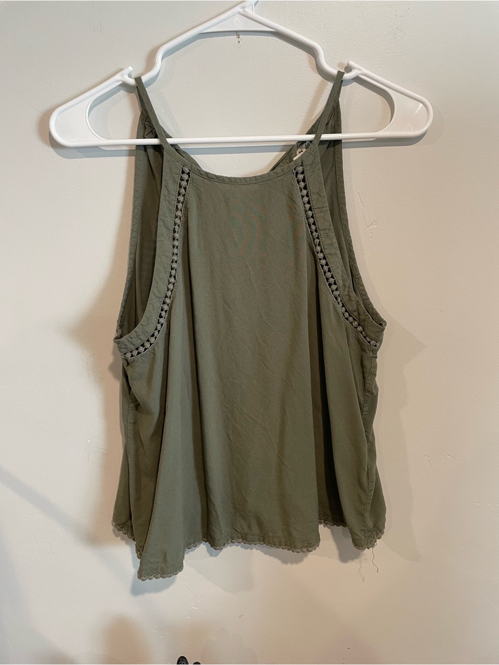 Mudd Olive Green Crochet-Trim Tank Top